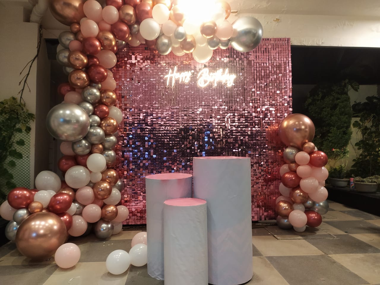 Ornamented Rose Gold Glitter Birthday Party Theme