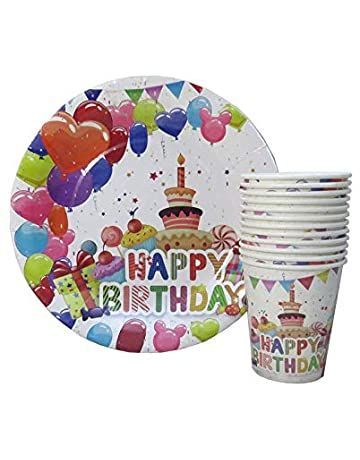 Birthday party plates and glasses for birthday party