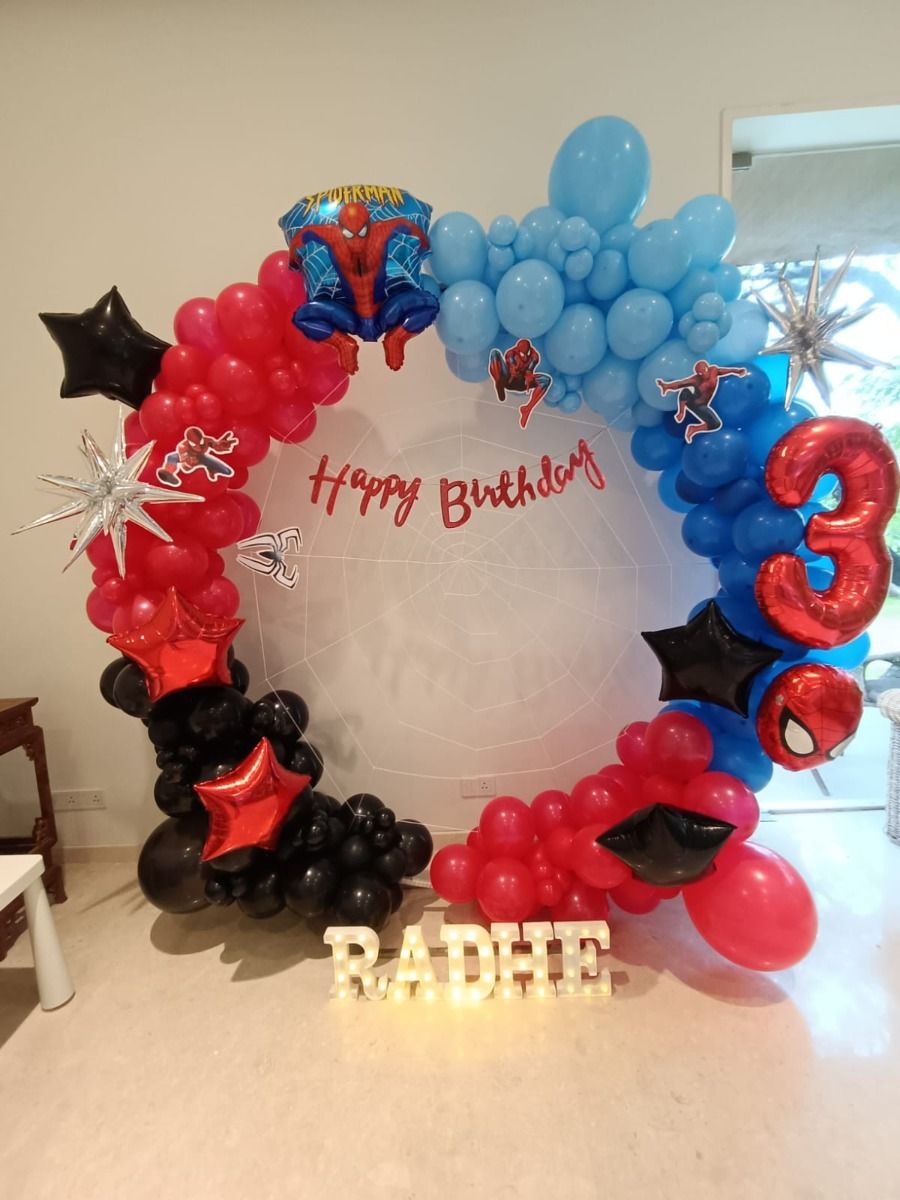 Spidey-Themed Birthday Balloon Arch Decoration