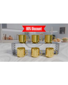 Luxurious PVD Gold Coated Teacups – Set of 6