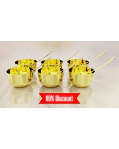  Curry or Sweet or Snack Bowl with spoons Gold PVD Set of 6 