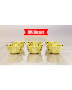 Baby Feeding or Soup Bowl with spoons Gold PVD Set of 6 