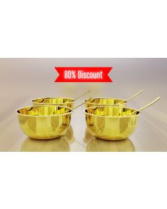 Gold PVD Coated Soup Bowl with Spoon Set of 4