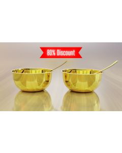 Gold PVD Coated Soup Bowl with Spoon Set of 2