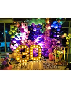 Balloon wall with 30 number cutouts