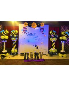 Honey bee concept flex with columns with honey bee foils and name cutout
