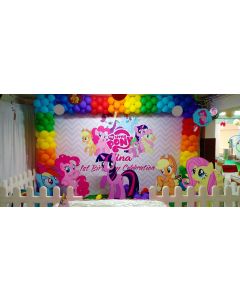 Flex with balloon arch with pony cutouts