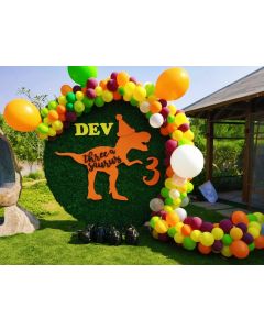Dinosaurus round frame with artificial grass with Multicolor organic arch