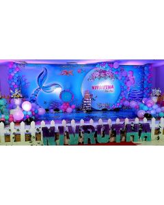 Aqua under water themewith round frame Printed flex in pastel color balloon concept