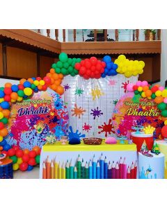 White flex rainbow colors balloon round frame flex