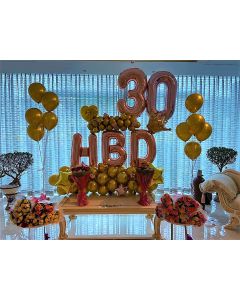 Birthday customised décor with number gold and rose gold