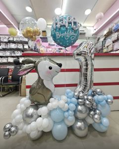 Bunny Bliss First Birthday Balloon Setup